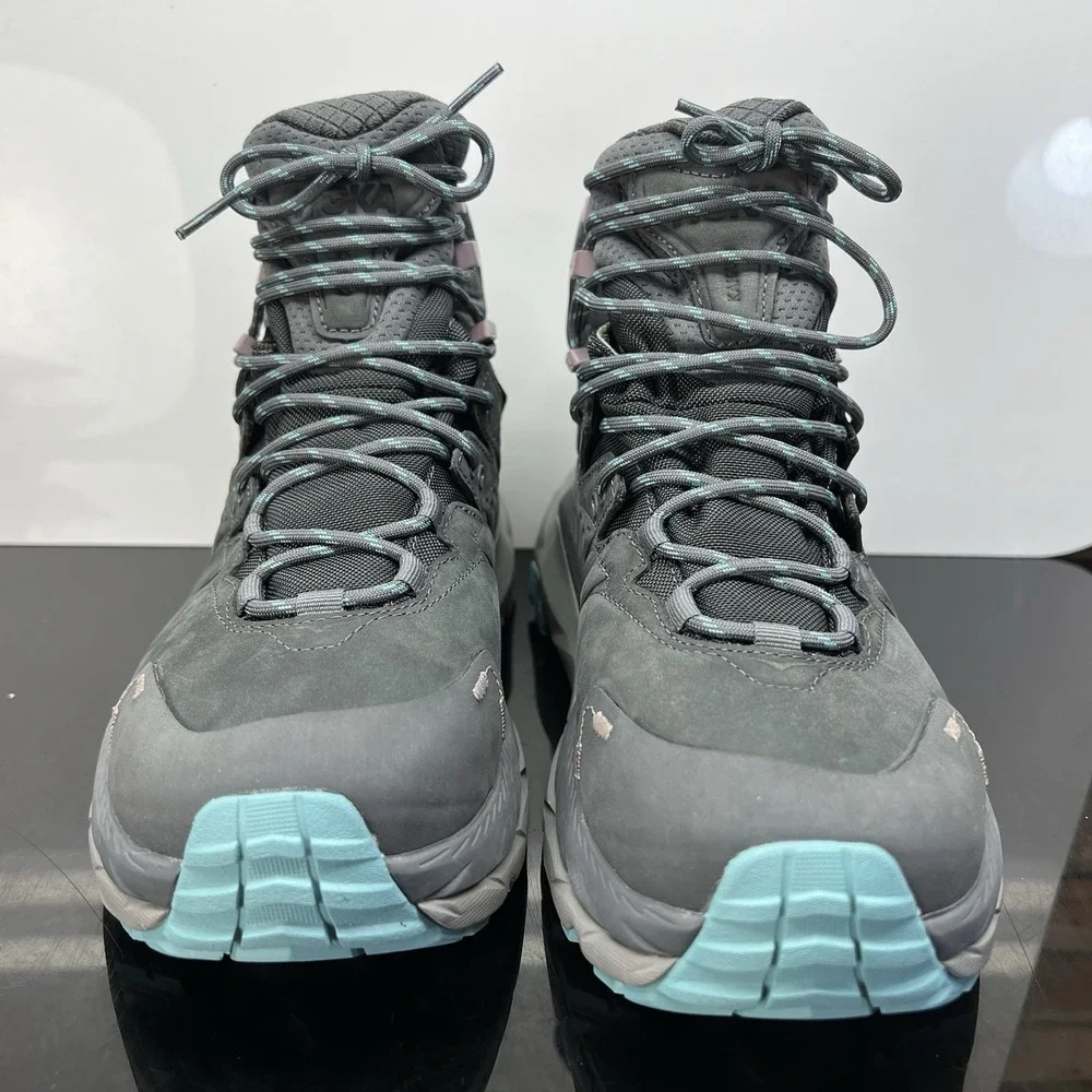 Hoka One One Kaha 2 GTX Womens Athletic Outdoor Hiking Boots Size 9 B Gray Blue